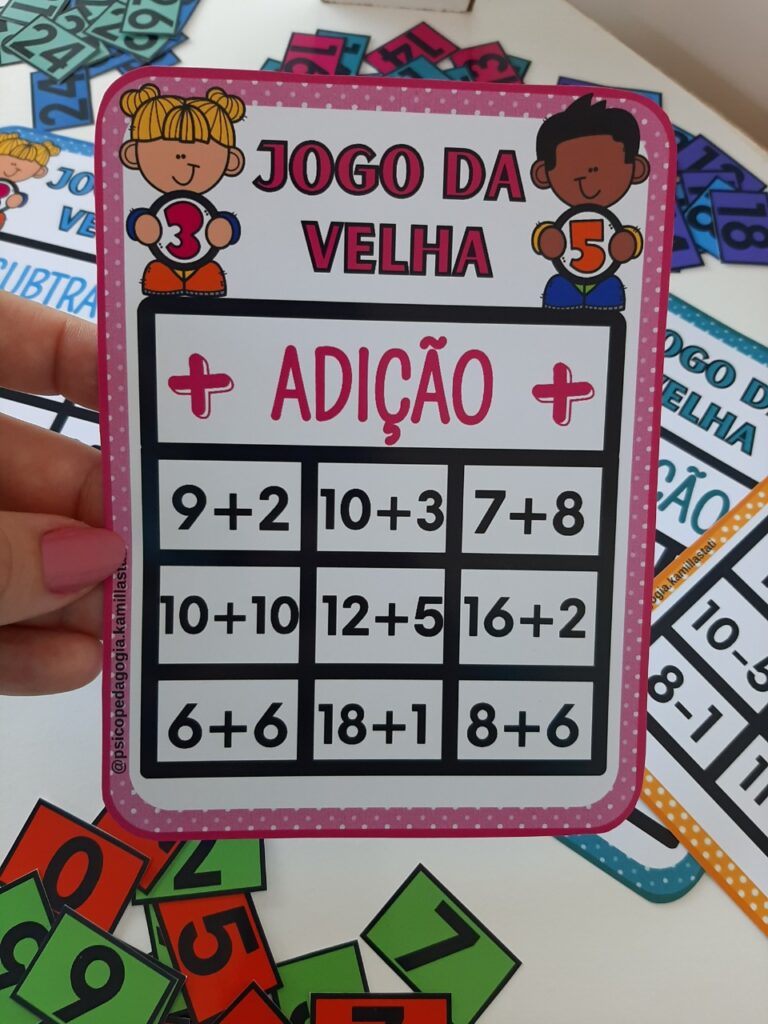 Jogo da velha: adição e subtração - Psicopedagoga Kamilla Stati