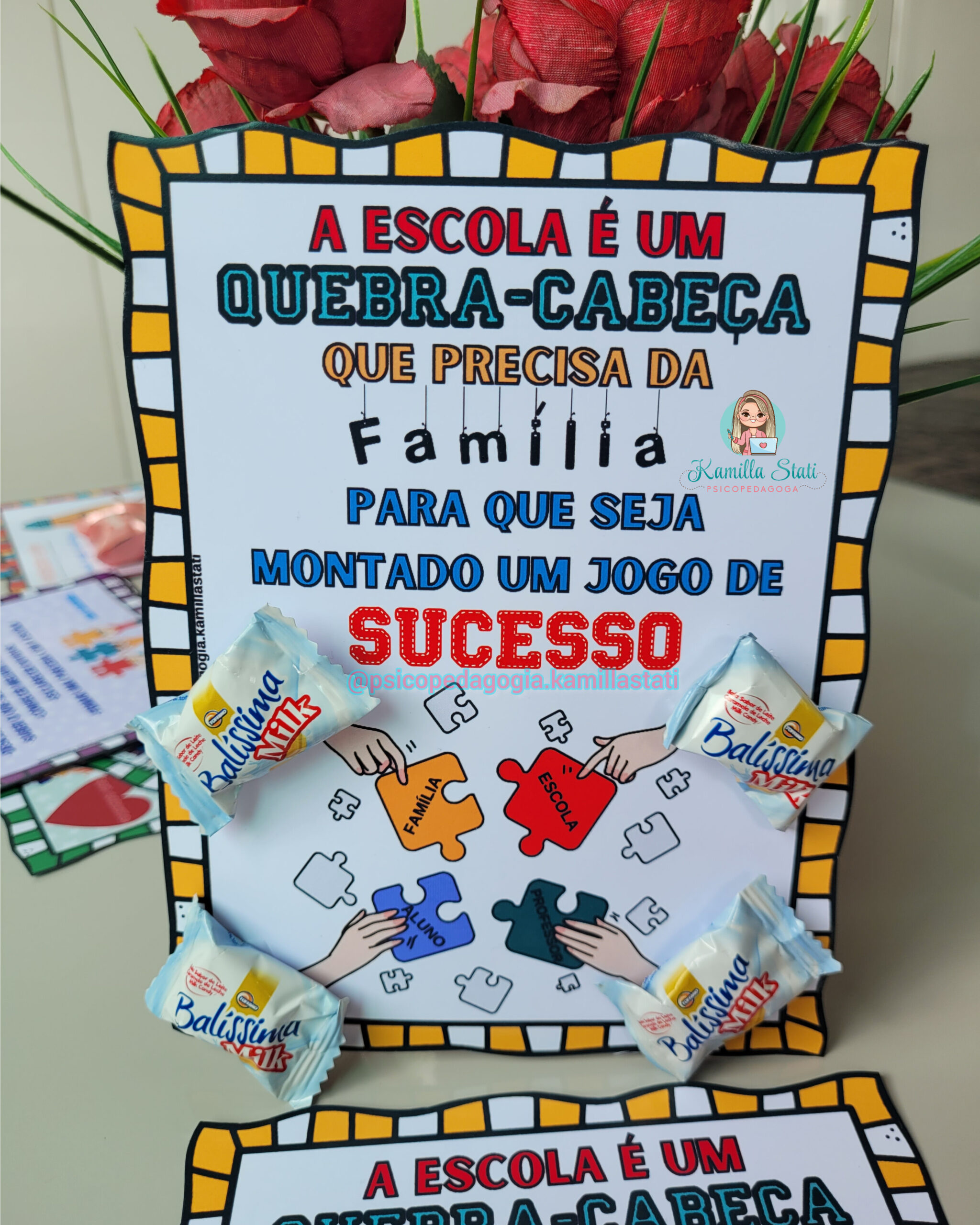 cartão Escola Quebra-Cabeça - Pedagogia