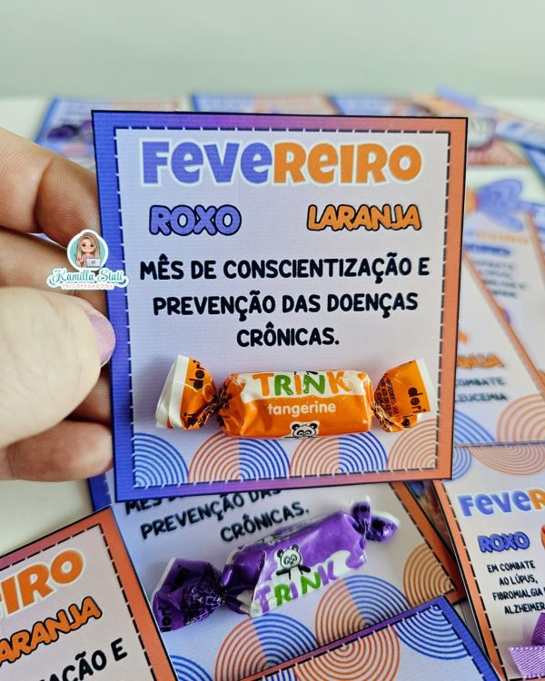 Lembrancinhas fevereiro roxo e laranja - Image 3