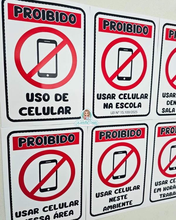 Placas proibido uso de celular nas escolas - Image 6