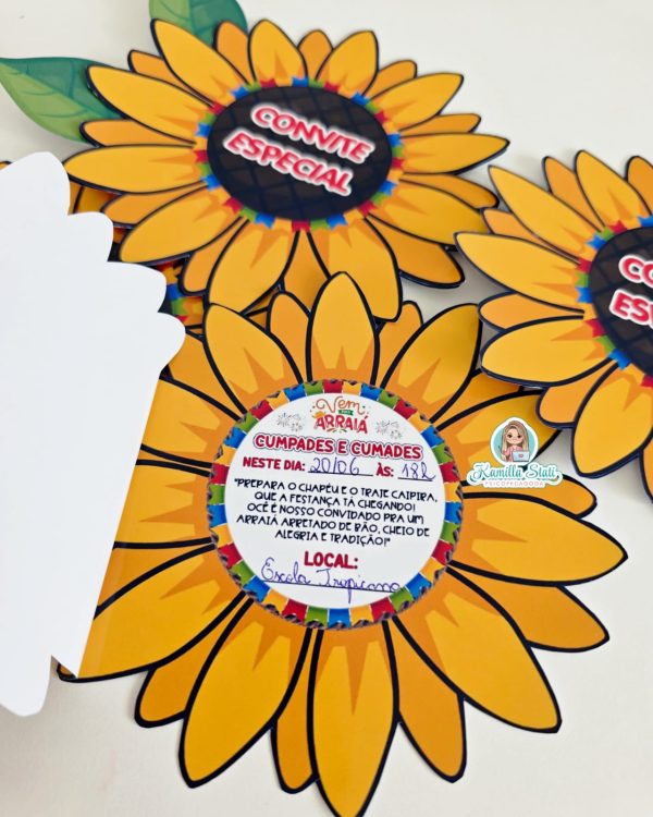 Convite para festa junina girassol
