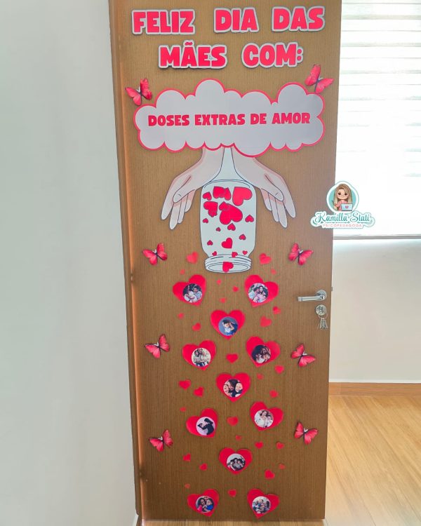 Decoração de porta dia das mães doses extras de amor