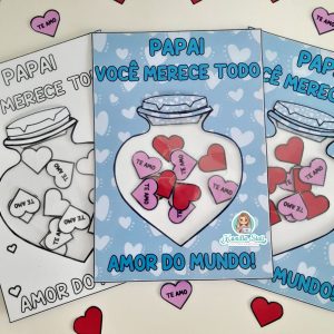 Cartão dia dos pais potinho de corações