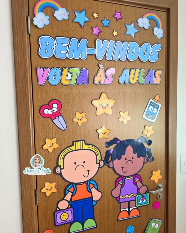 Decoração de porta volta às aulas arco-íris - Imagem 4