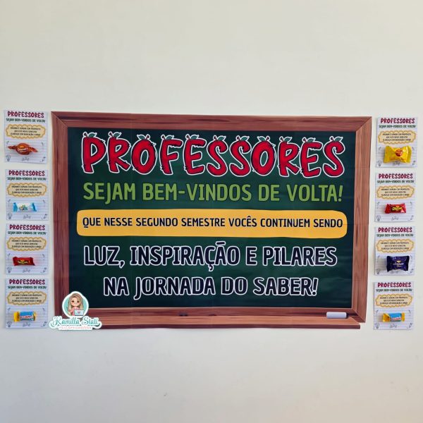 Mural + lembrancinhas bem-vindos de volta professores