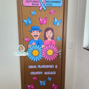 Decoração de porta Outubro rosa e Novembro azul