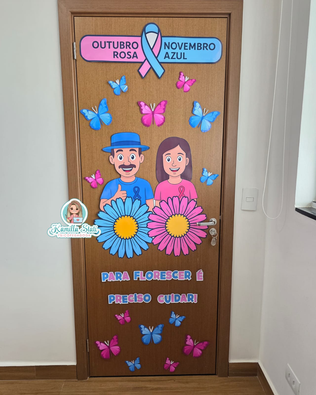 Decoração de porta Outubro rosa e Novembro azul