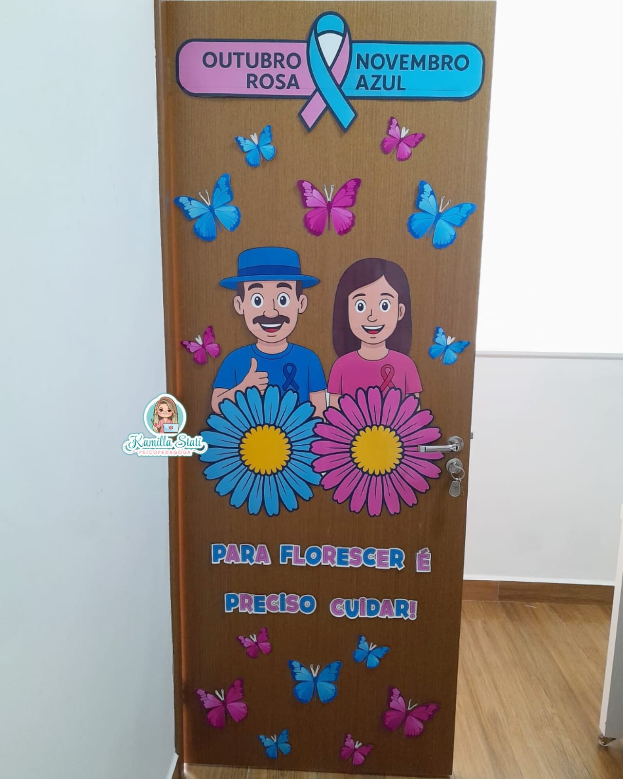 Decoração de porta Outubro rosa e Novembro azul - Imagem 2