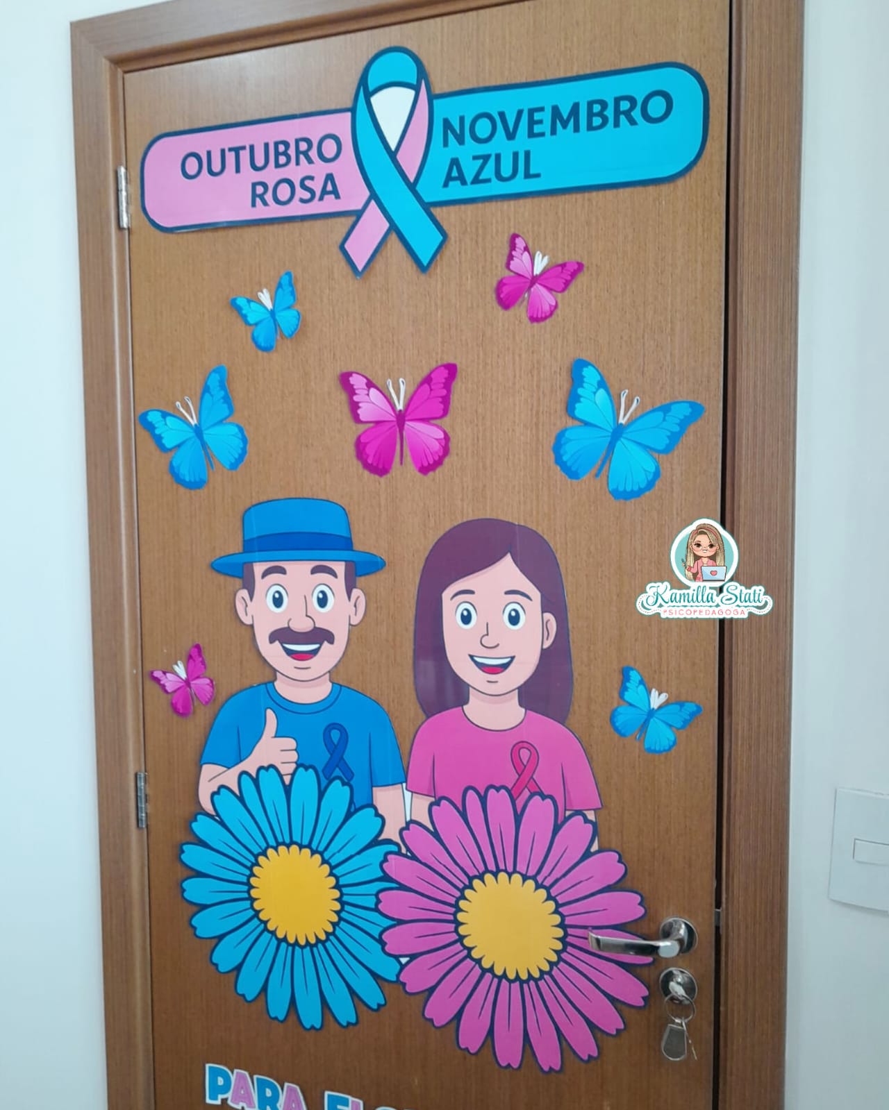 Decoração de porta Outubro rosa e Novembro azul - Imagem 3