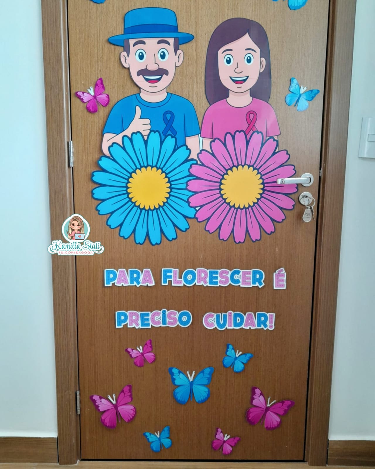 Decoração de porta Outubro rosa e Novembro azul - Imagem 4