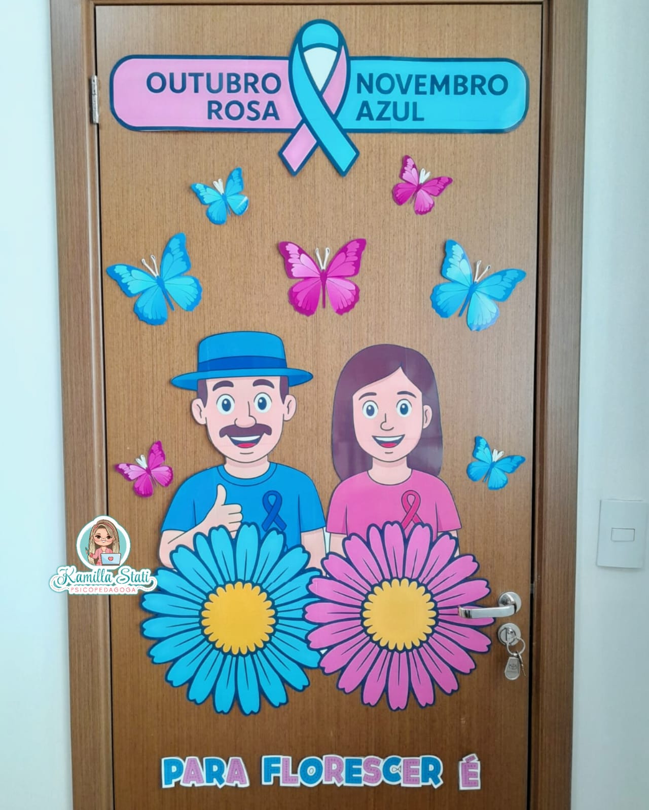 Decoração de porta Outubro rosa e Novembro azul - Imagem 5