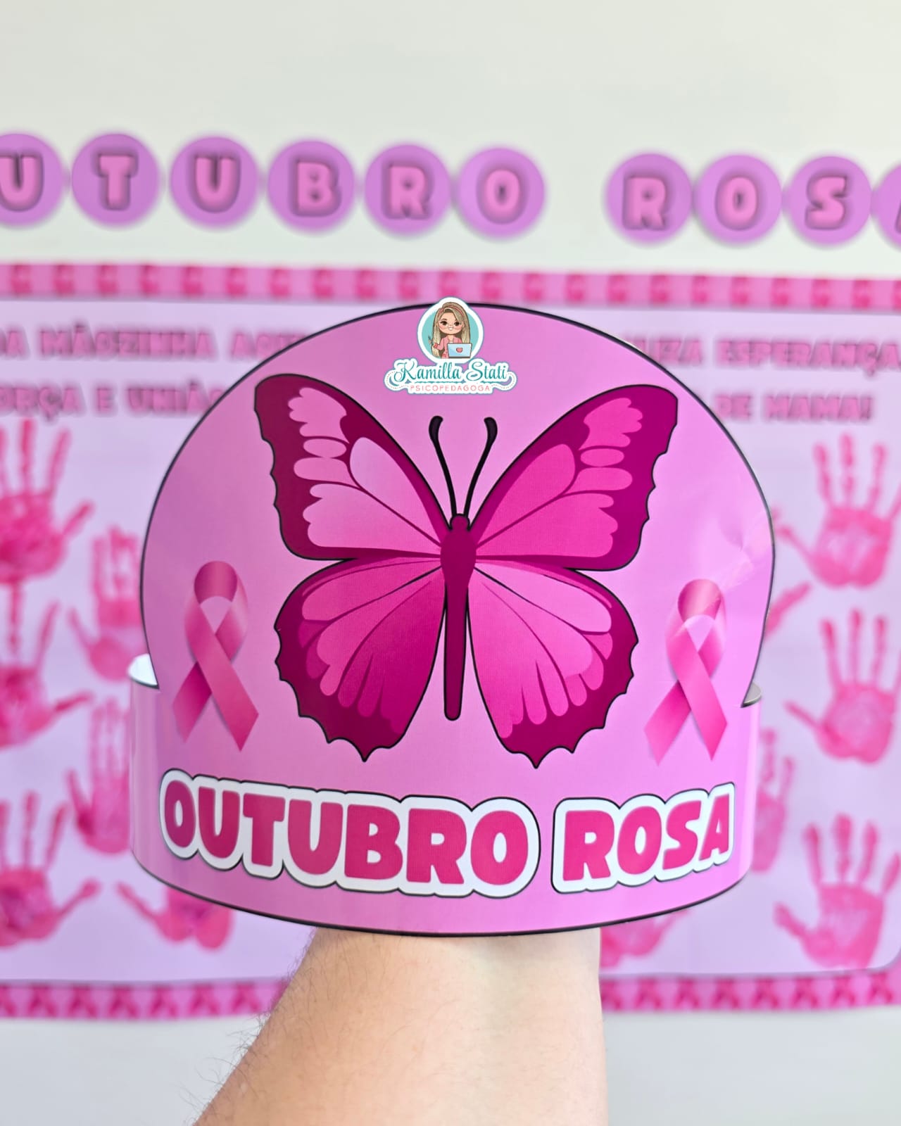 Mural das mãozinhas Outubro Rosa - Imagem 5