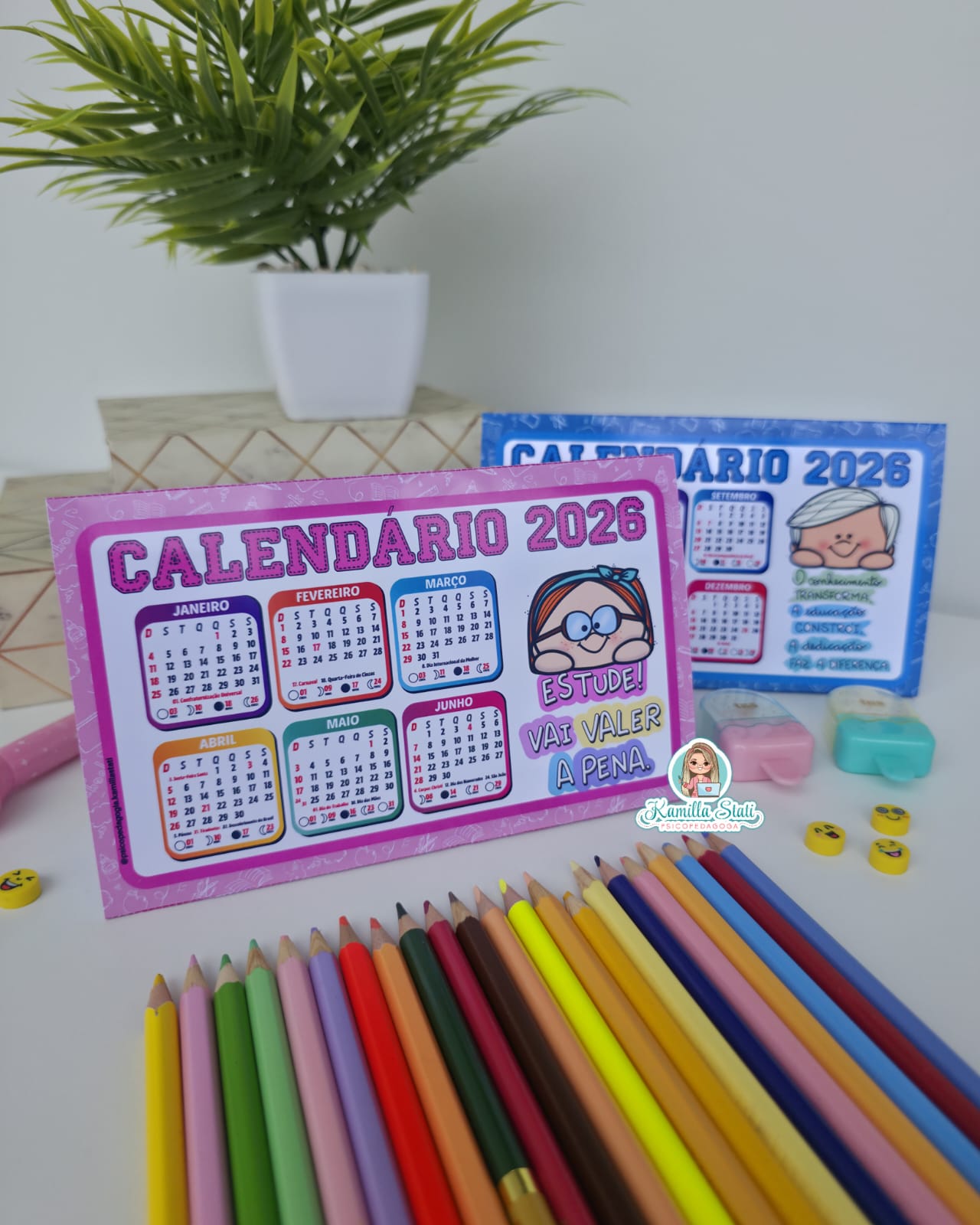 Calendário de mesa interativo 2026