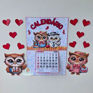Calendário de parede Coruja 2026