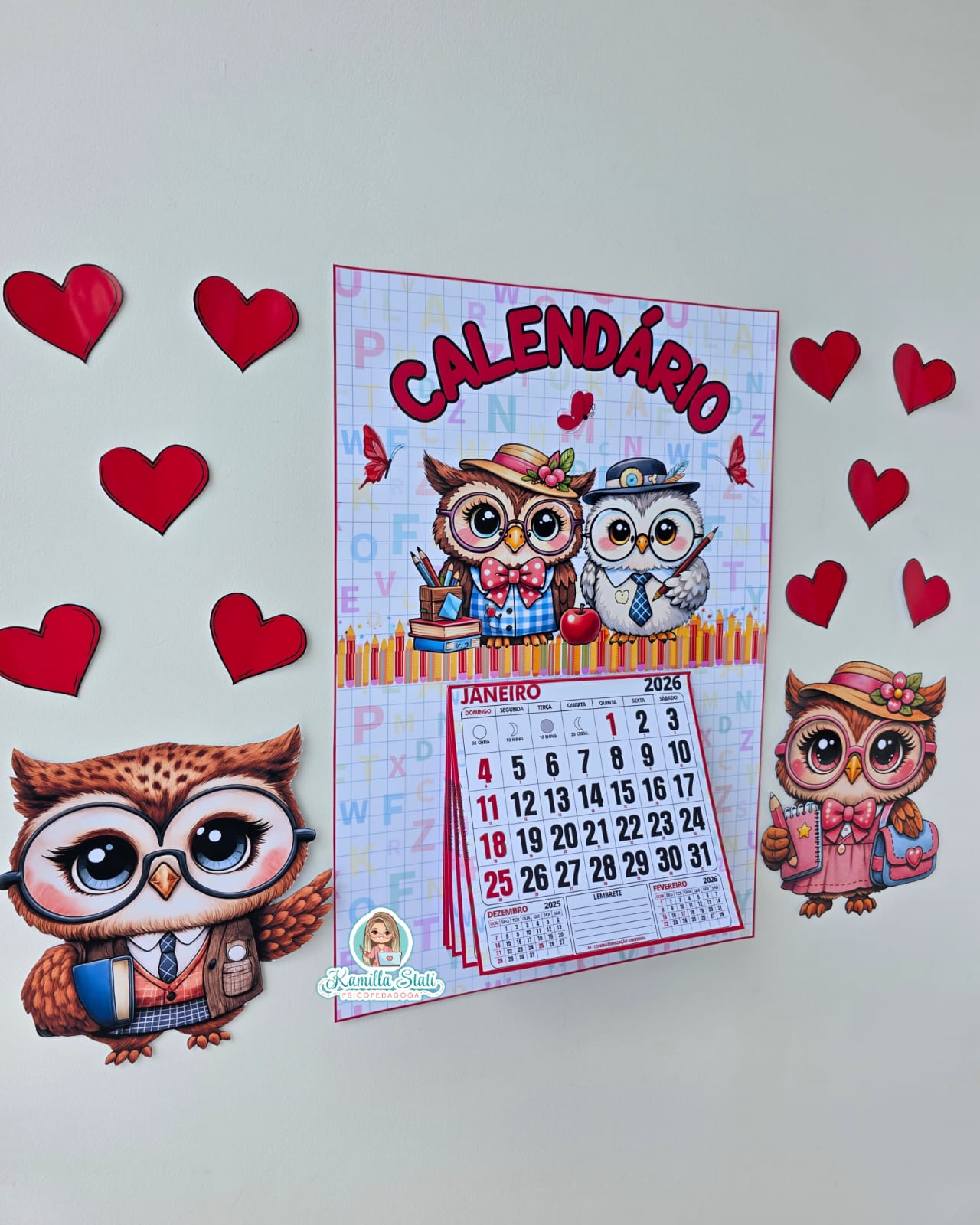 Calendário de parede Coruja 2026 - Imagem 2