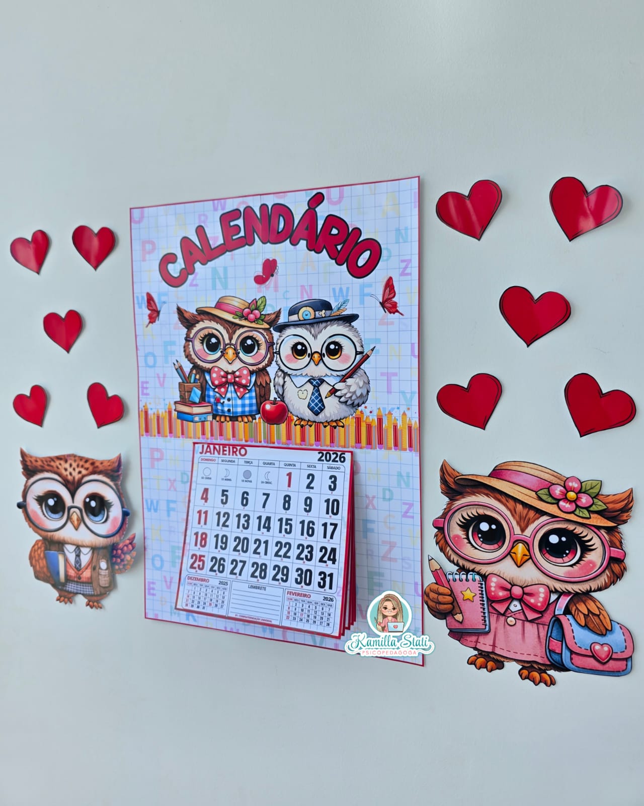Calendário de parede Coruja 2026 - Imagem 3
