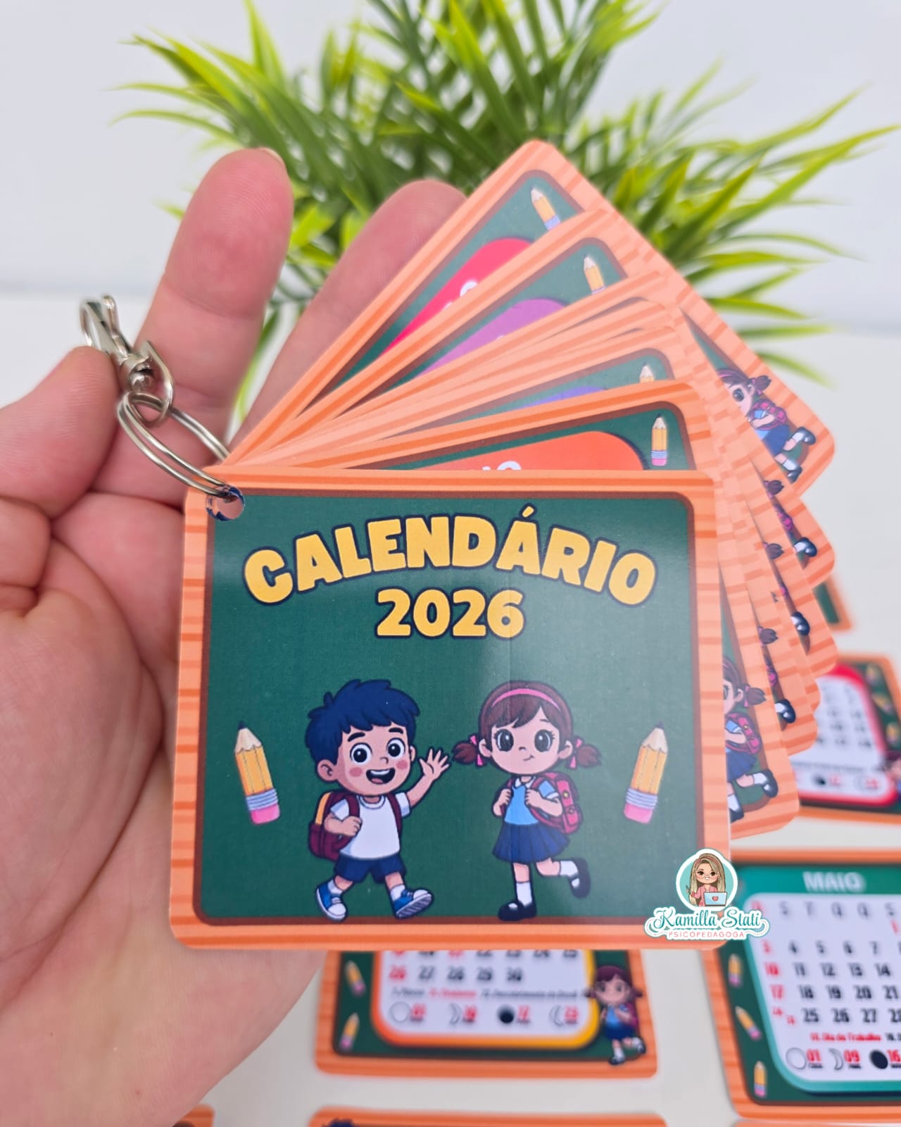 Chaveiro calendário 2026 volta às aulas