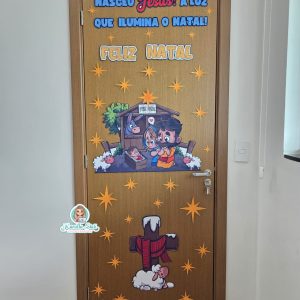 Decoração de Porta Natal Cristão Nasceu Jesus