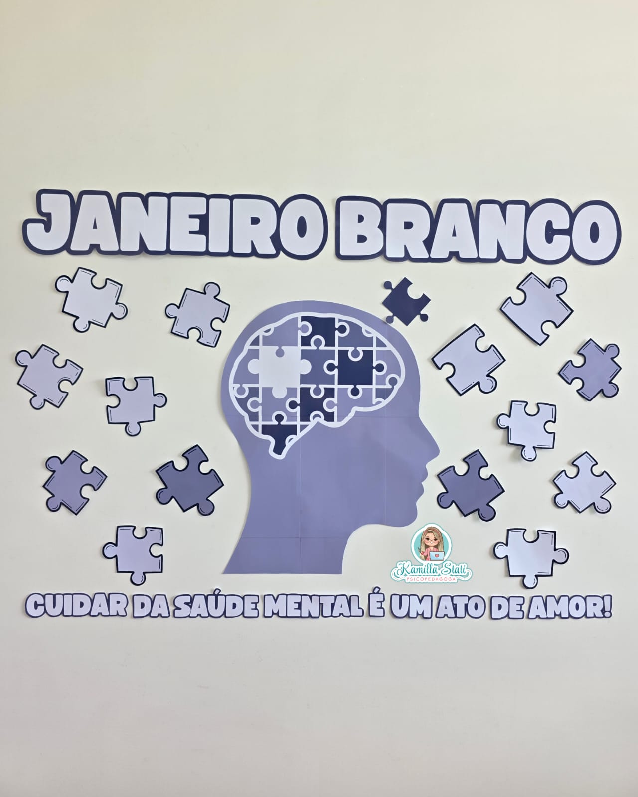 Painel janeiro branco quebra-cabeça
