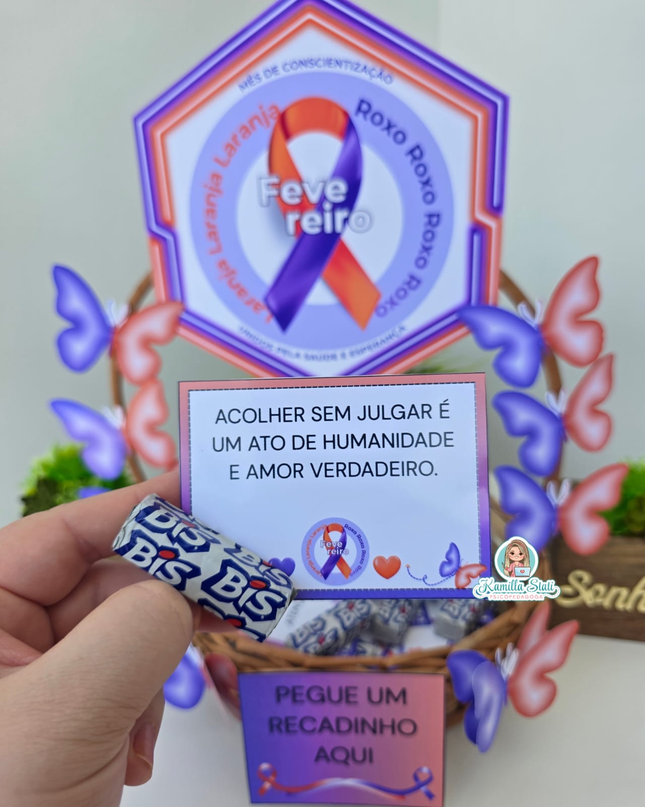 Cesta de Recadinhos – Fevereiro Roxo e Laranja - Imagem 2