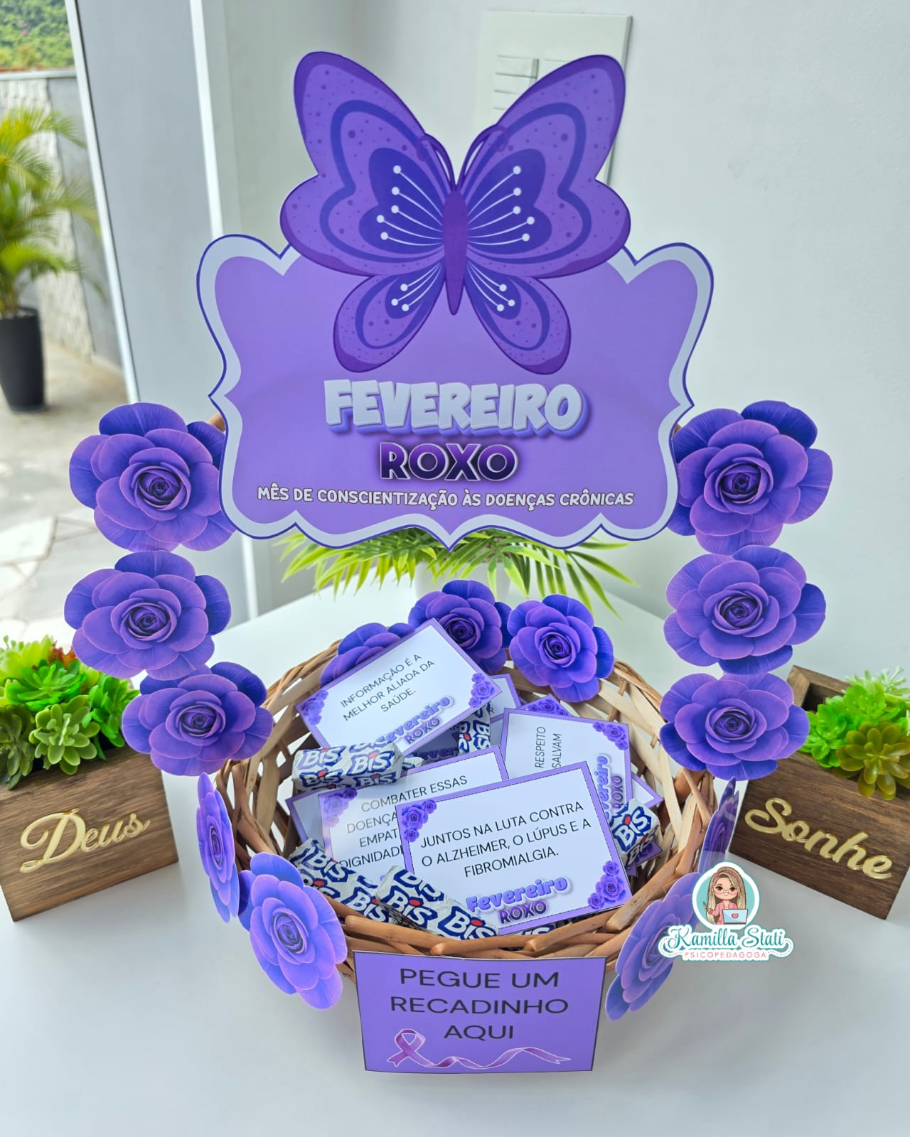 Cesta de recadinhos Fevereiro roxo - Imagem 5