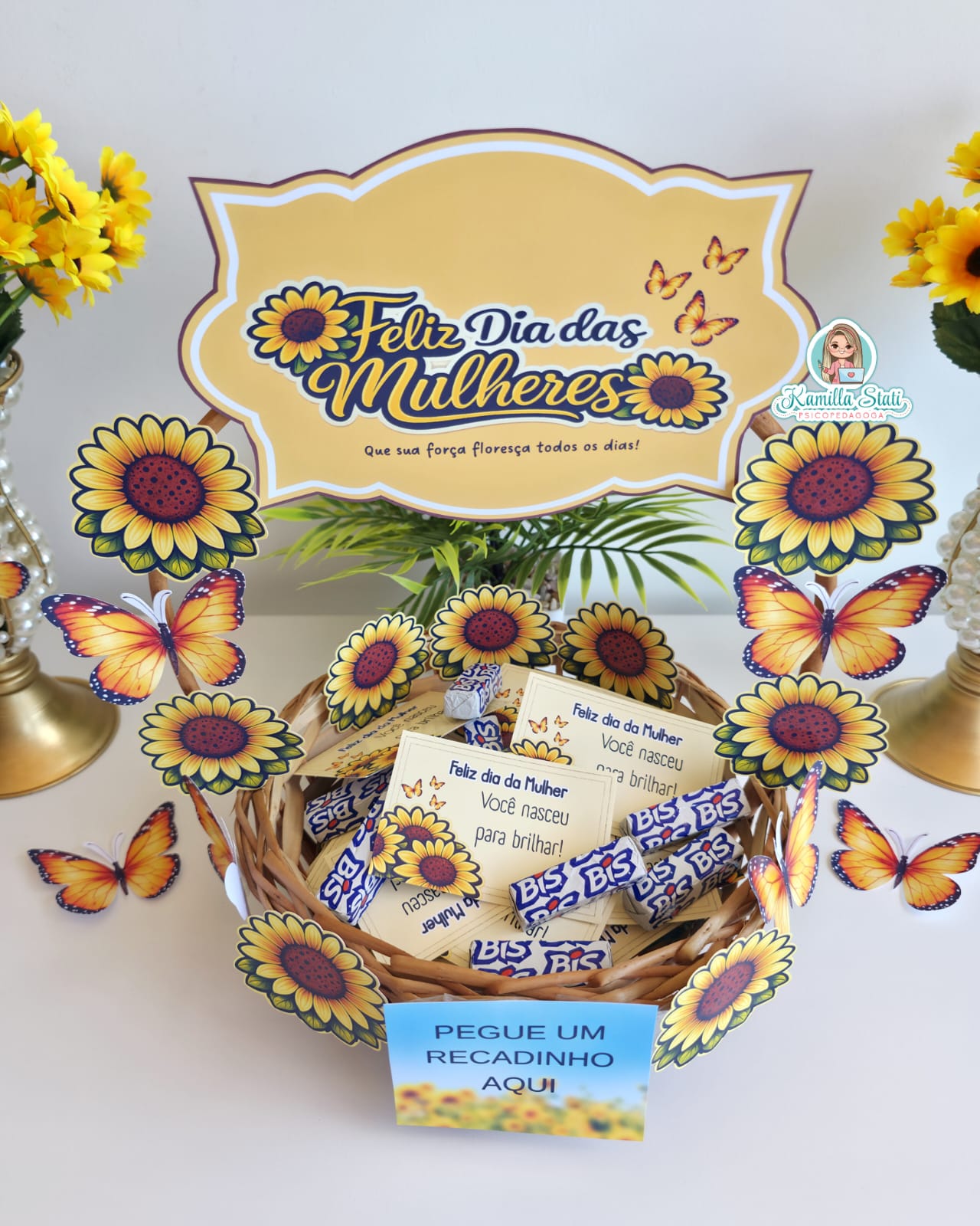Cesta de recadinhos dia da mulher girassol - Imagem 2