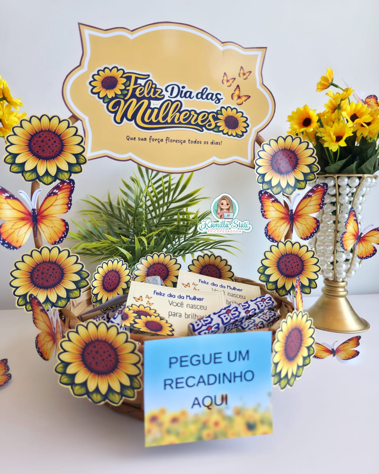 Cesta de recadinhos dia da mulher girassol - Imagem 4