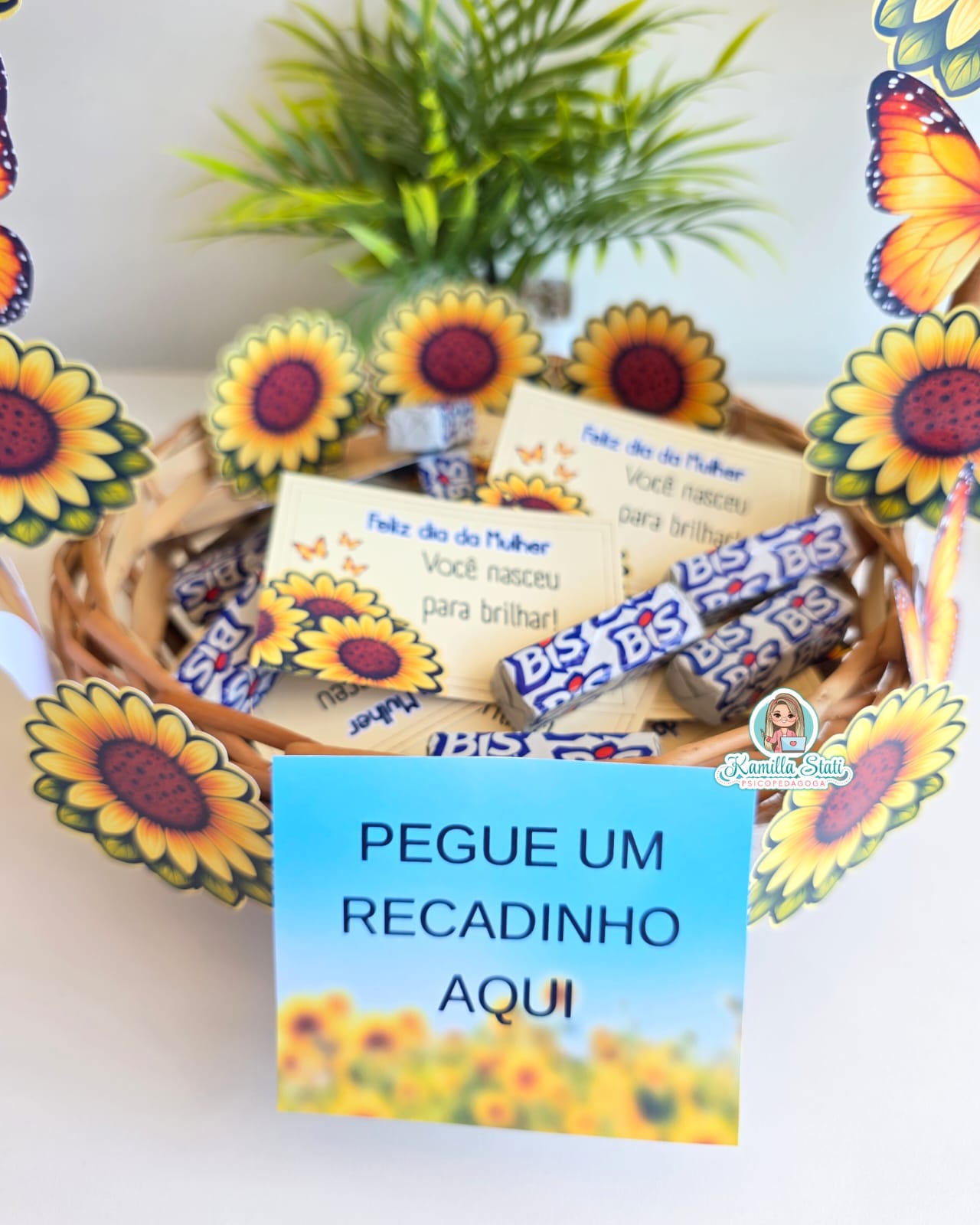 Cesta de recadinhos dia da mulher girassol - Imagem 5