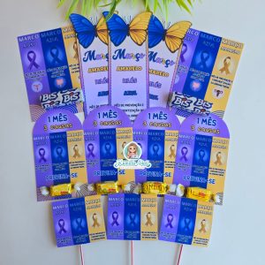 Lembrancinhas março azul, amarelo e lilás