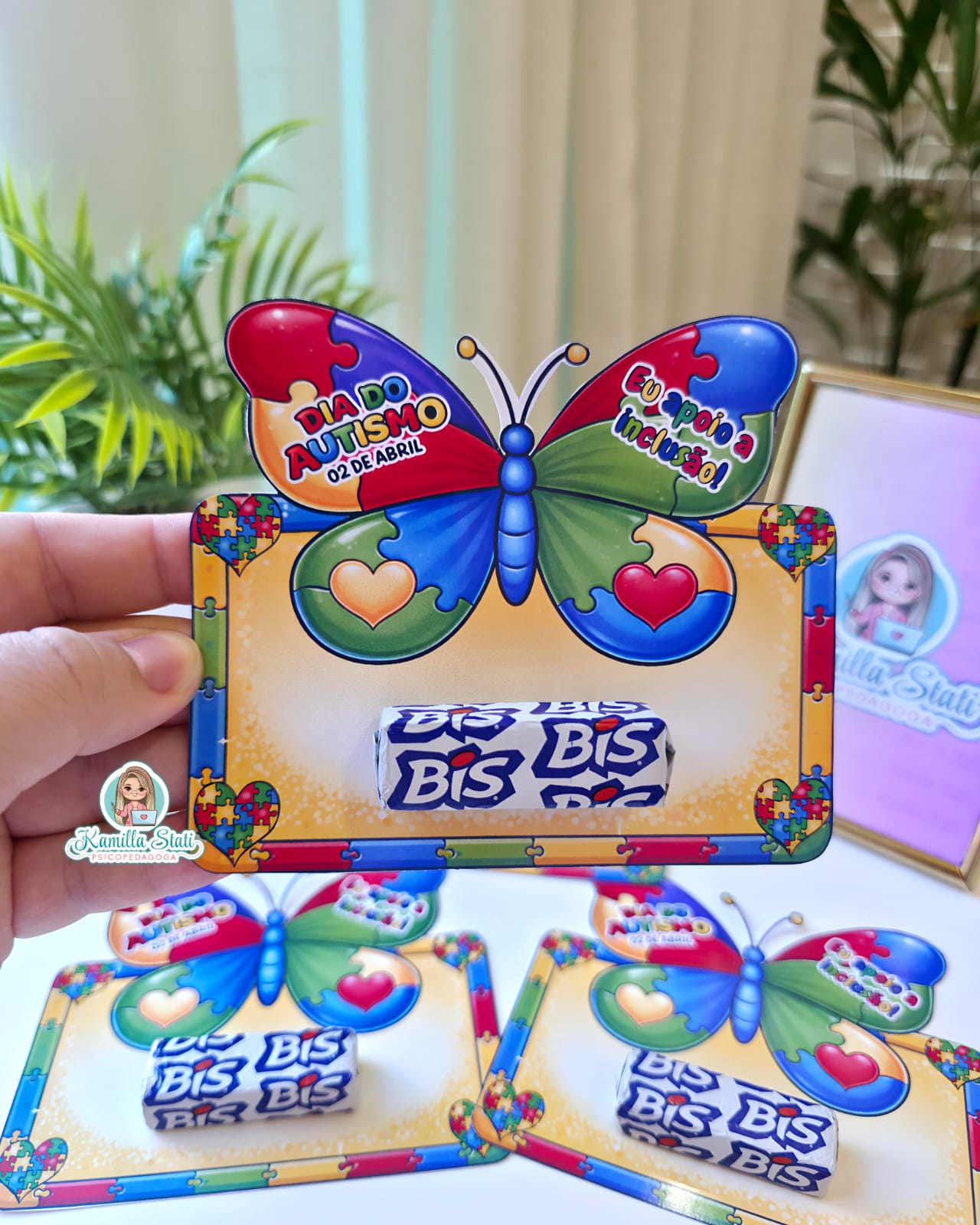 Cartão borboleta Dia do autismo
