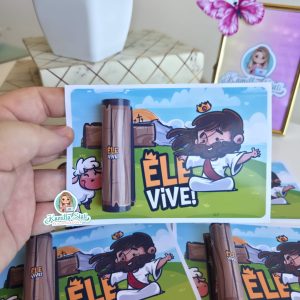 Cartão para chocolate baton: Ele Vive Páscoa cristã