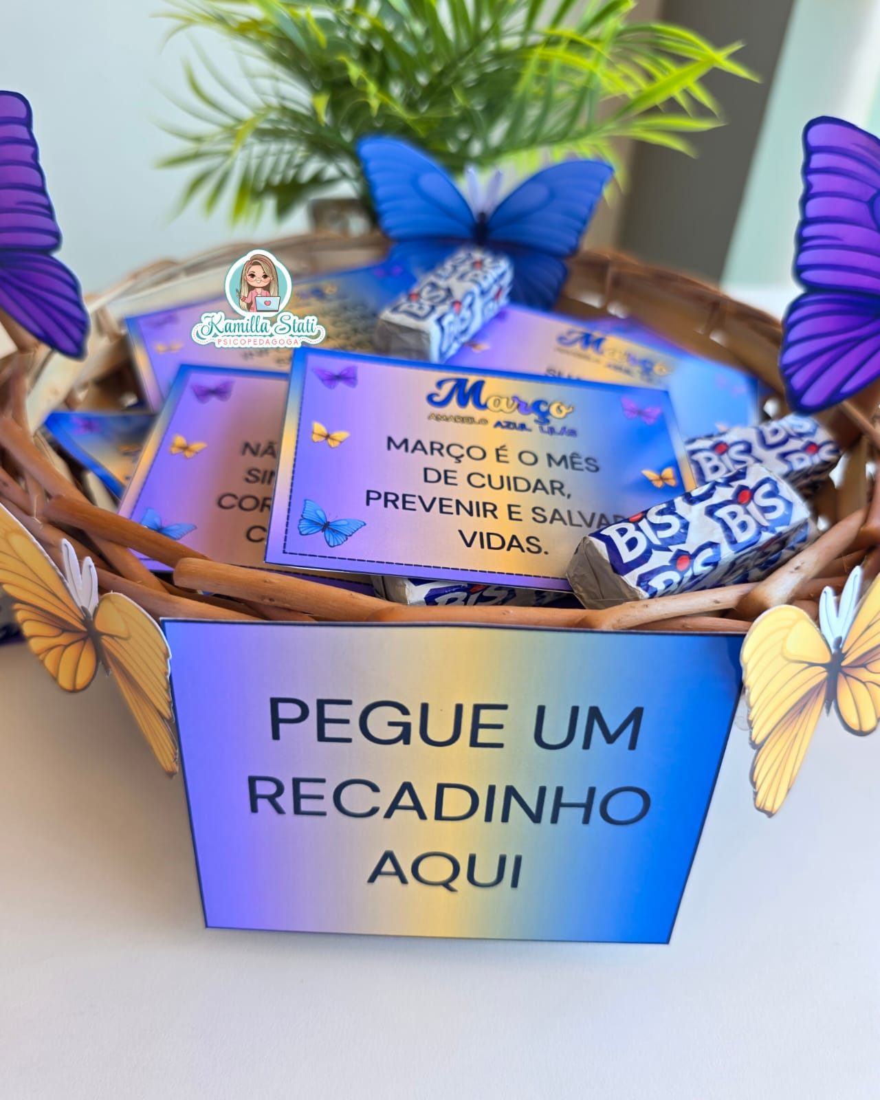 Cesta de recadinhos: março azul, amarelo e lilás - Imagem 2