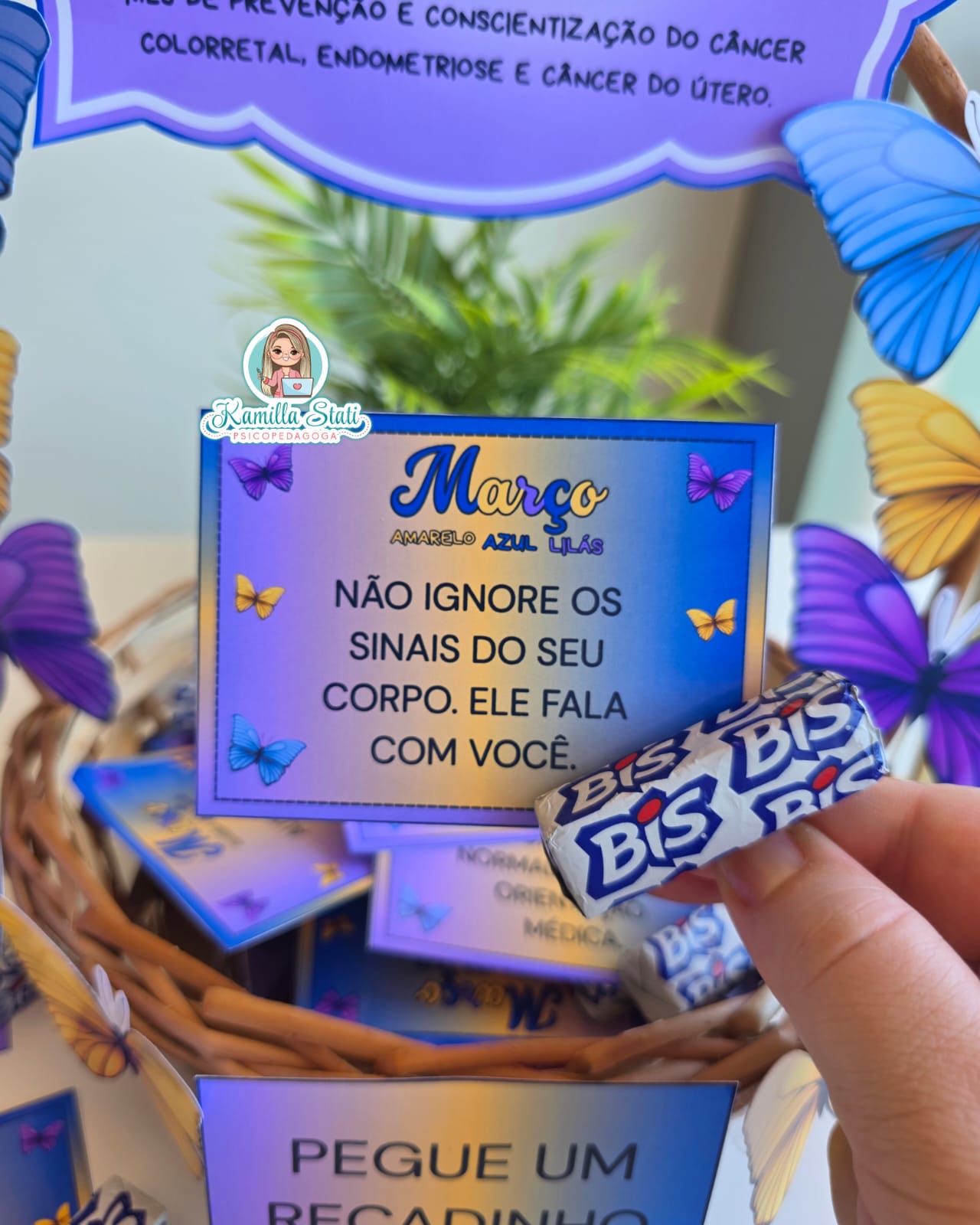 Cesta de recadinhos: março azul, amarelo e lilás - Imagem 4