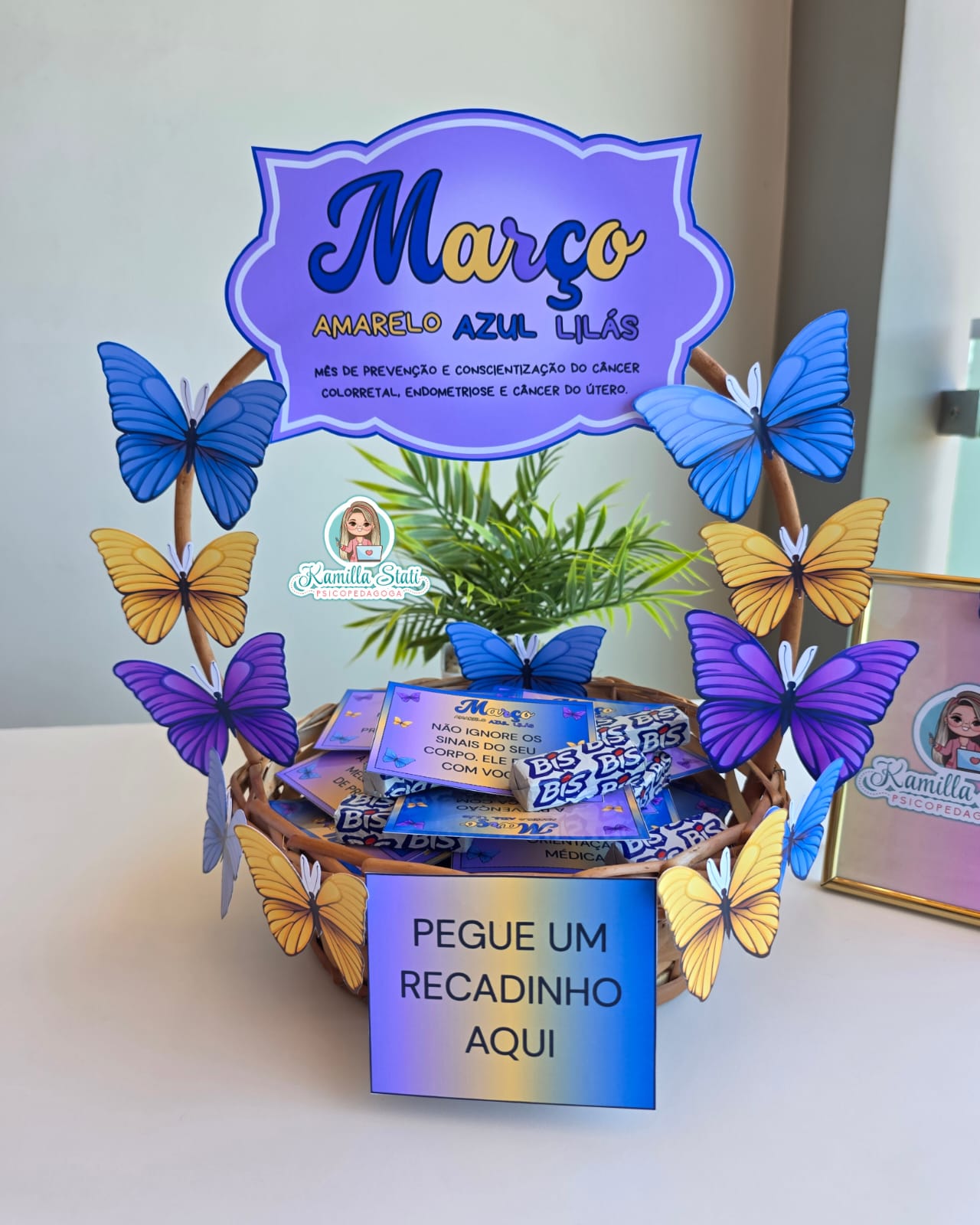 Cesta de recadinhos: março azul, amarelo e lilás - Imagem 5