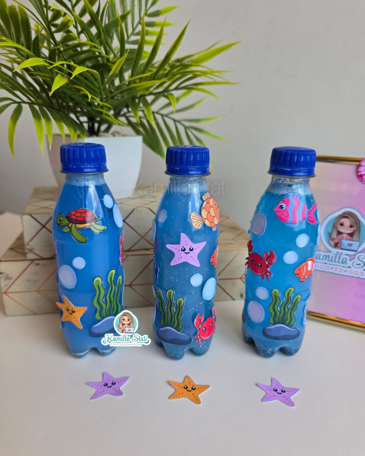 Garrafinha sensorial dia da água oceano vivo - Imagem 3