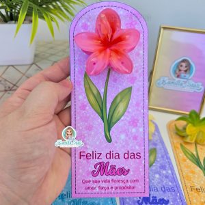 Cartão para presilha flor - Dia das Mães