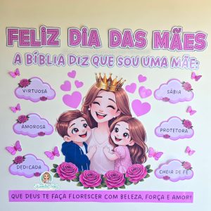 Painel dia das mães rosas cristão