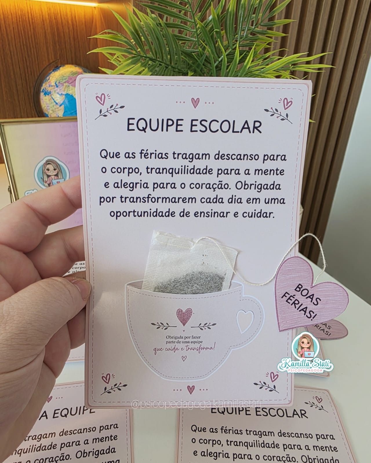 Cartão para colocar chá: boas férias equipe escolar - Imagem 2