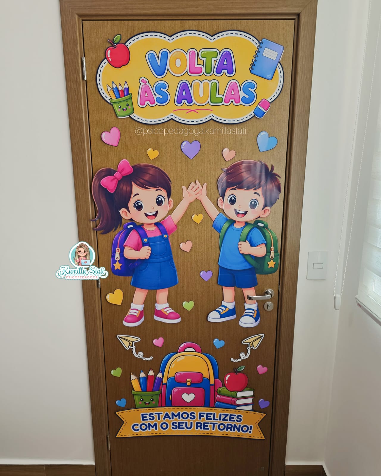 Decoração de porta volta às aulas felizes com seu retorno - Imagem 3