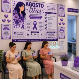 Mural + cartão Agosto Lilás