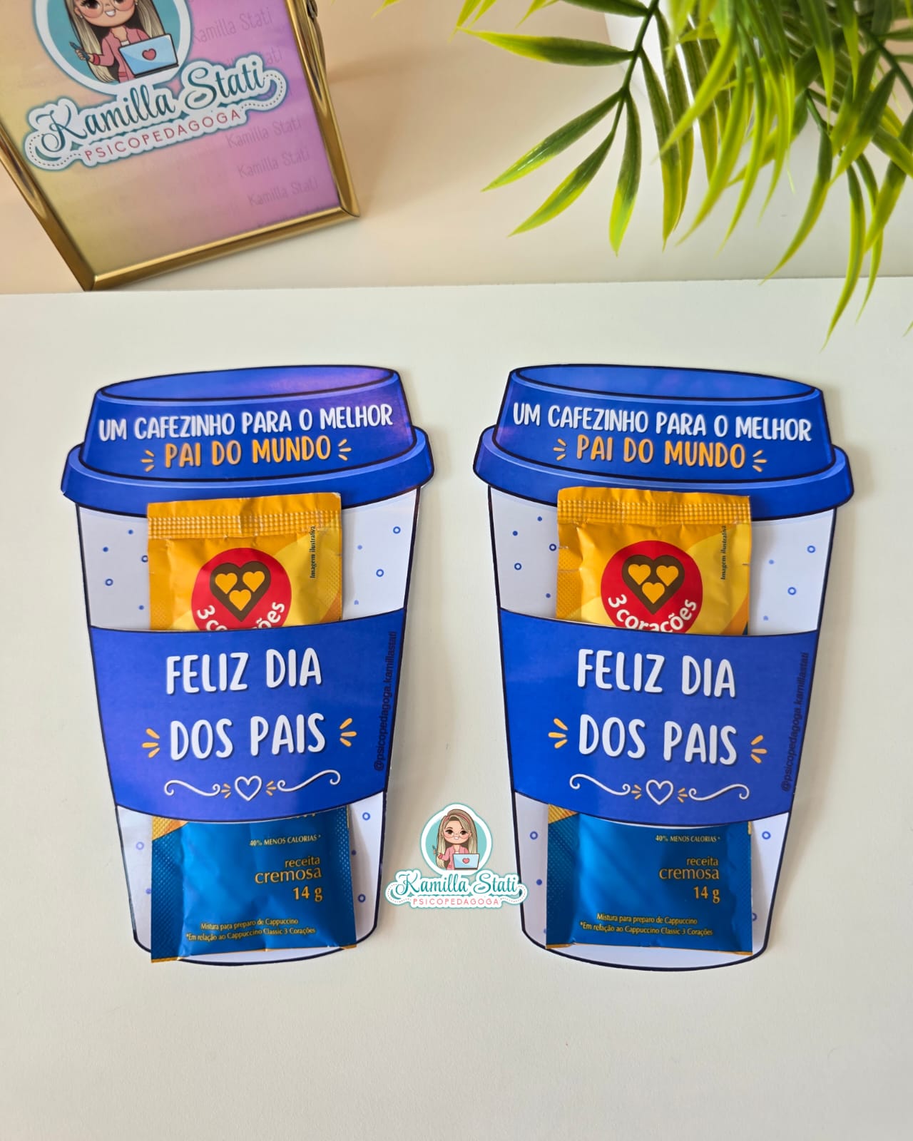 Lembrancinha para sachê de cappuccino dia dos pais