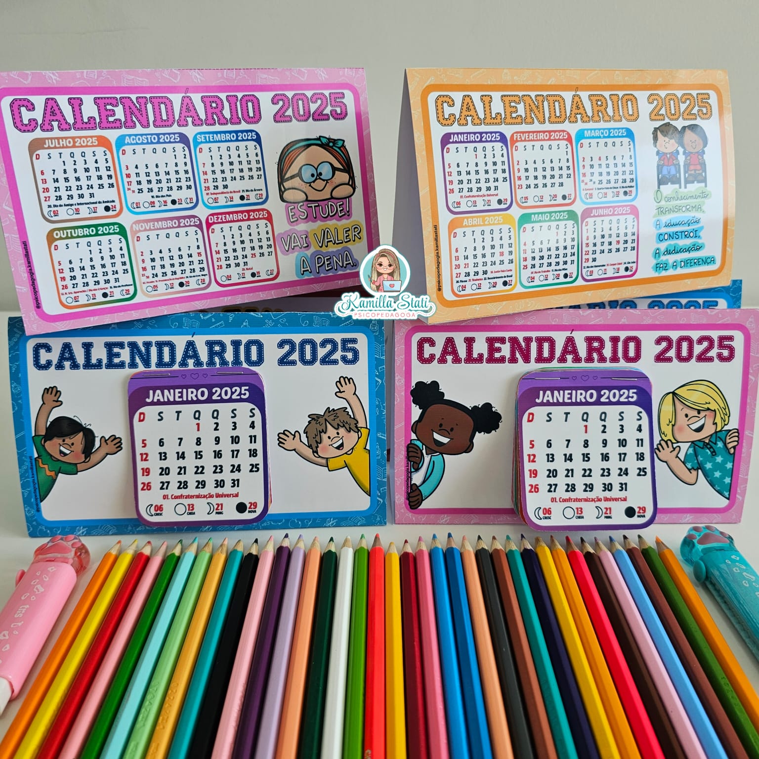 Calendário de mesa interativo 2025
