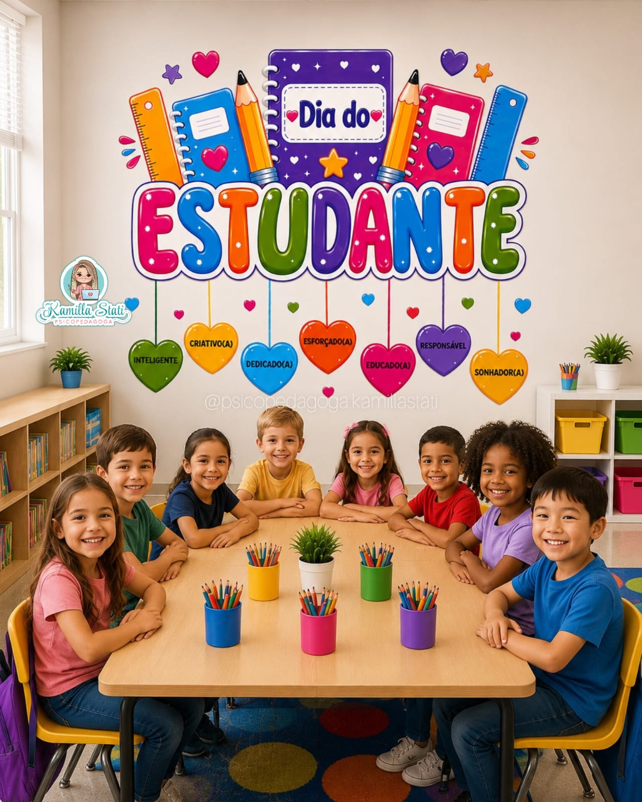 Painel dia do estudante corações - Imagem 2