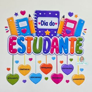 Painel dia do estudante corações