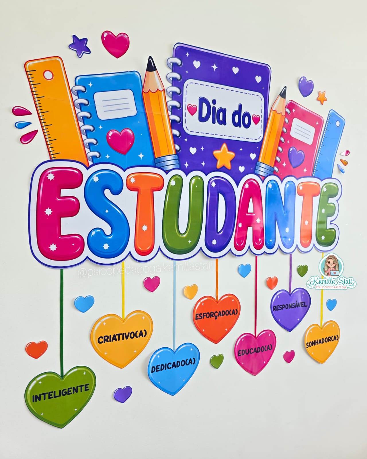 Painel dia do estudante corações - Imagem 3