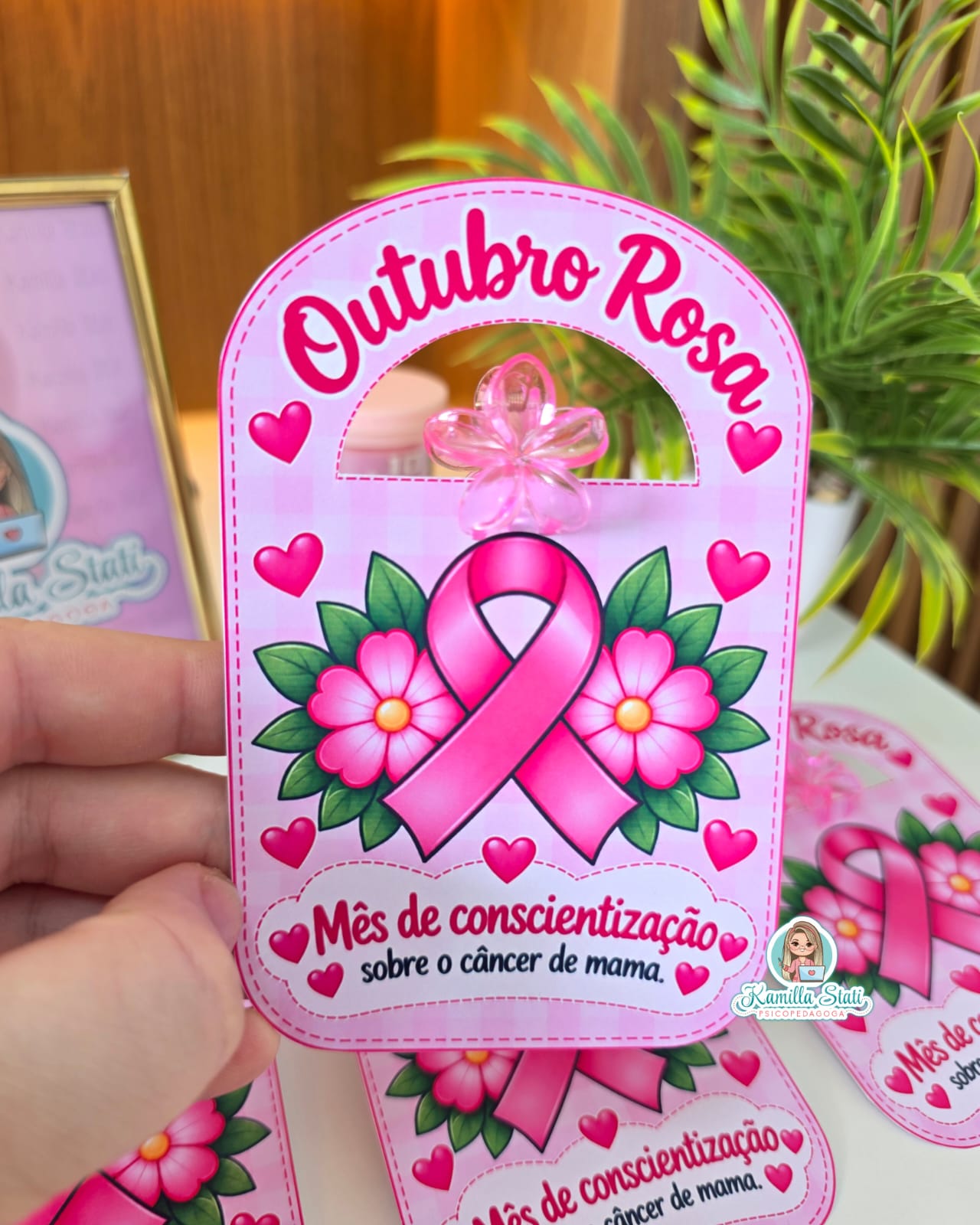 Cartão Outubro Rosa para presilhinha - Imagem 3