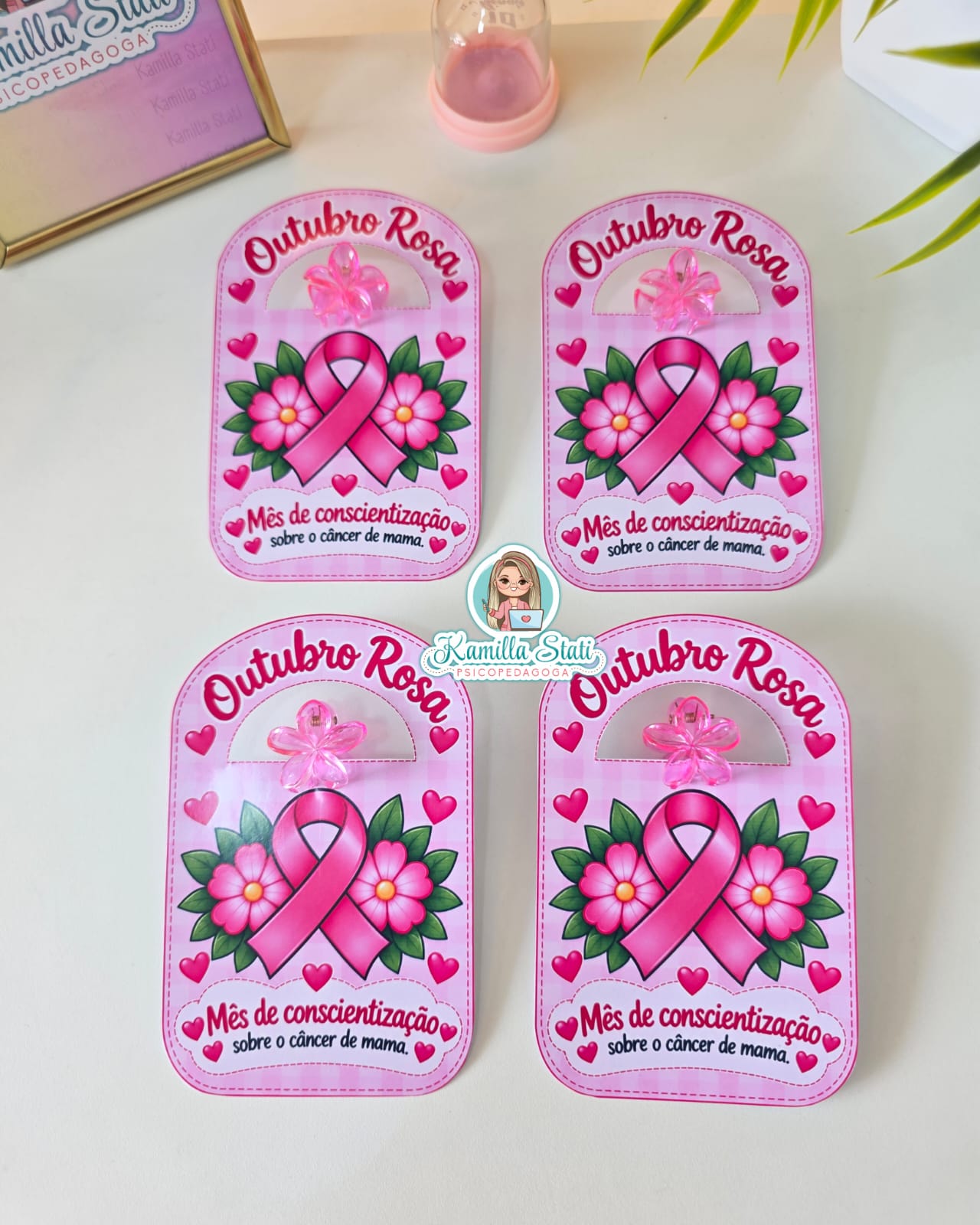 Cartão Outubro Rosa para presilhinha - Imagem 4