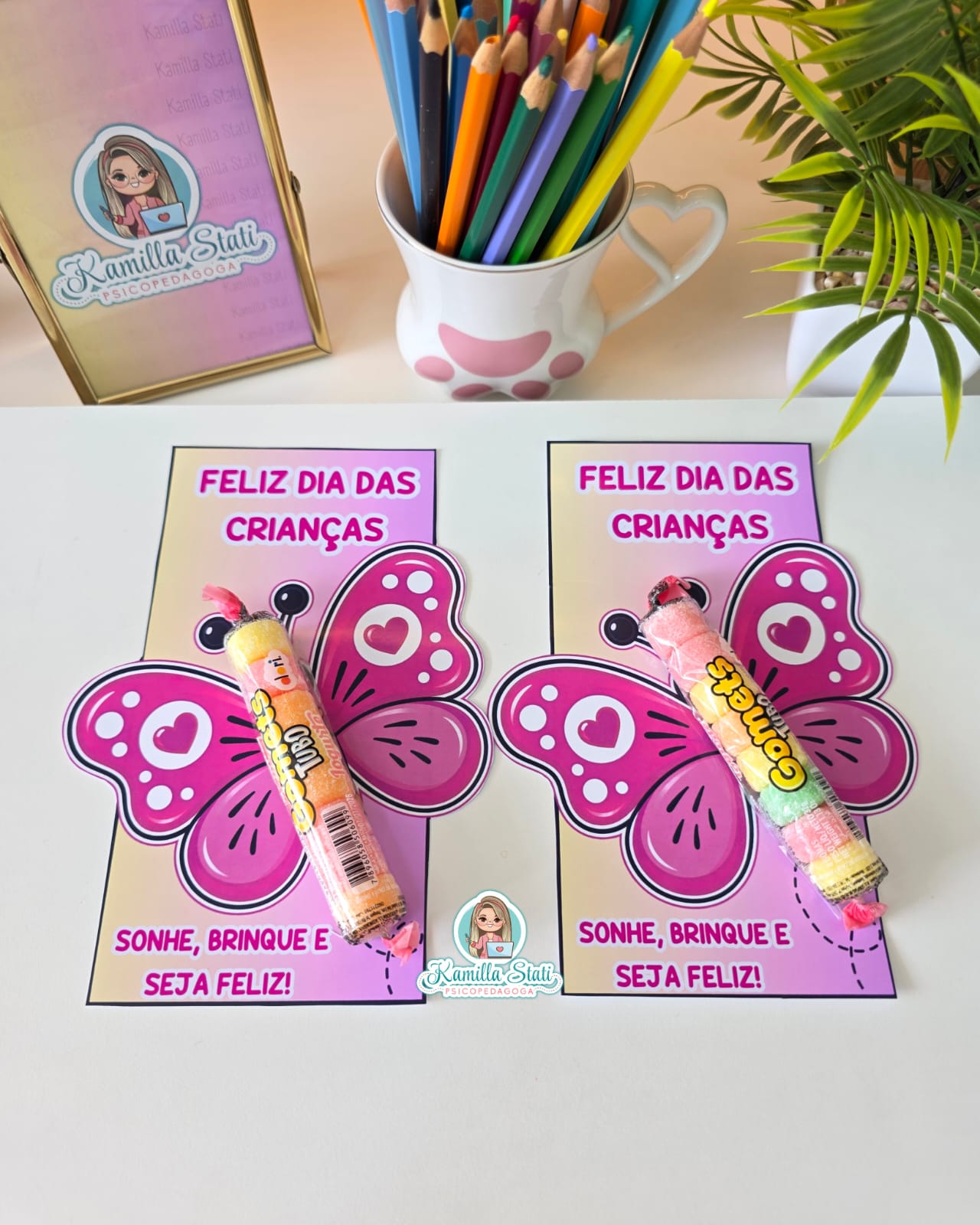 Cartão dia das crianças - borboleta para goma
