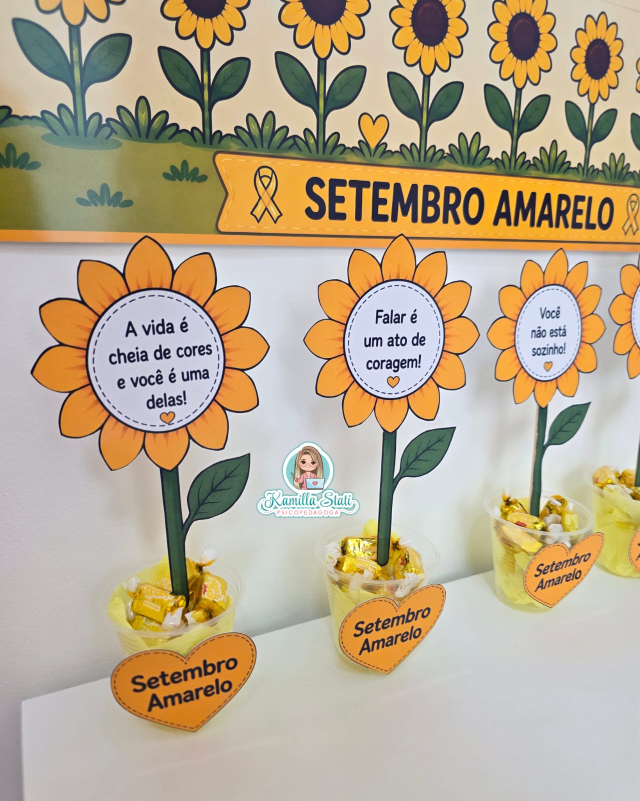 Copinho girassol + mini painel setembro amarelo - Imagem 2
