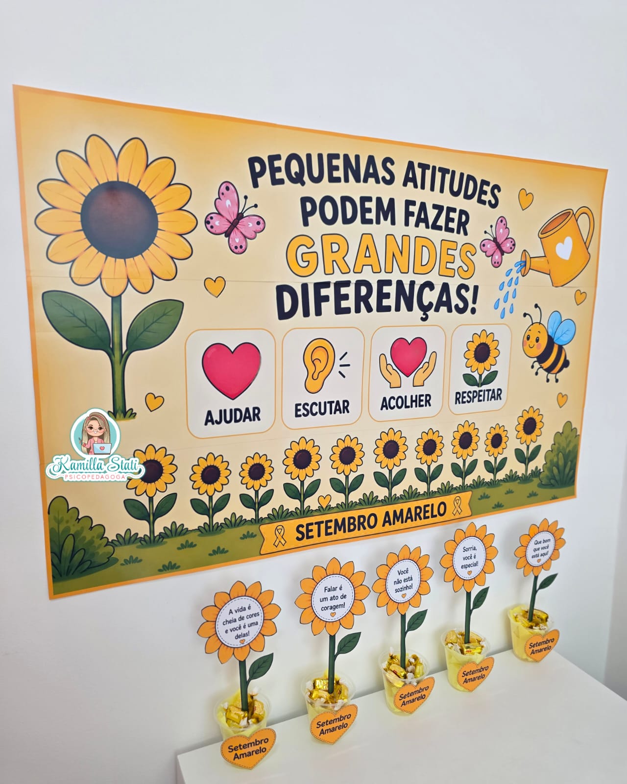 Copinho girassol + mini painel setembro amarelo - Imagem 3